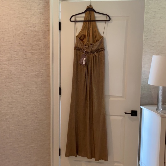 NWT Designer Hoaglund New York Women’s brown metallic halter gown. Brand new. - Picture 2 of 3